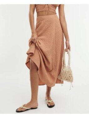 Abercrombie & Fitch Light Brown Textured Flowy Maxi Skirt Size XS